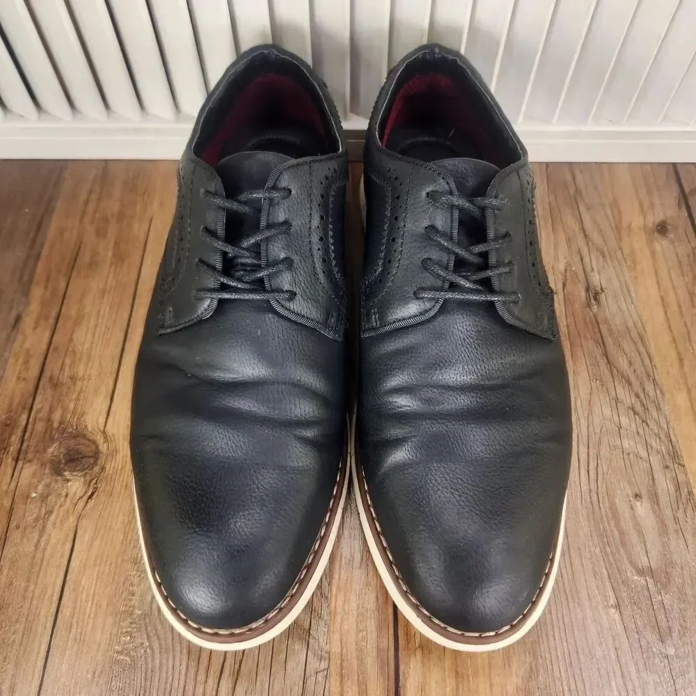 Curt & Larson Metro Mens Sz 10 3E Wide Black Leather Oxfords Dress Shoes 055195
